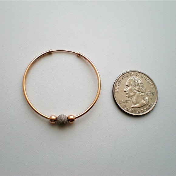 NEW NWOT Russian Russia Solid 14K 585 Rose Pink Gold Large Hoop Earrings - Picture 2 of 5